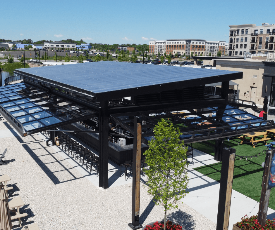 PowerLift Doors Installed All-Glass Doors at Samuel Adams Pavilion Beer Garden