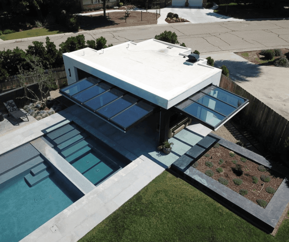 Serene Luxury: The Glass-Walled Pool House
