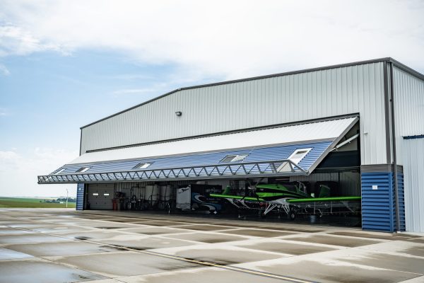 Powerlift Hangar Door, with dimensions of 94' x 18'